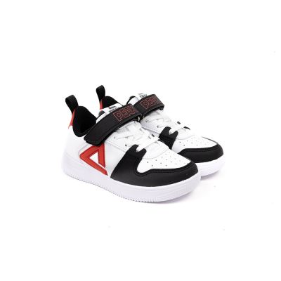 BASKET PEAK GARÇON CUIR BLANC NOIR